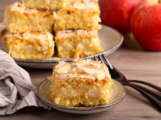 Apple and almond cake, sliced