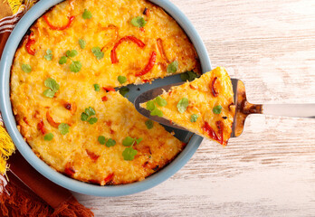 Rice and bell pepper frittata