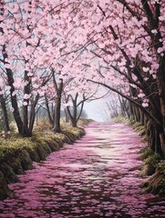 Cascading Cherry Blossom Petals: A Breathtaking Spring Nature Scene