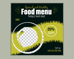 Modern special delicious food social media banner poste template