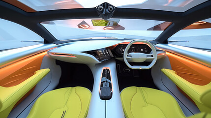 Electric concept car interior design. Generative AI.