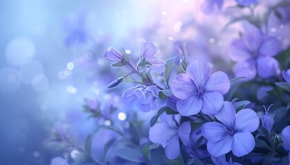 Fototapeta na wymiar A dreamy composition featuring periwinkle flowers against a blurred background, creating an artistic and visually pleasing image