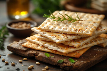 Matzah Jewish holiday bread, Passover celebration concept