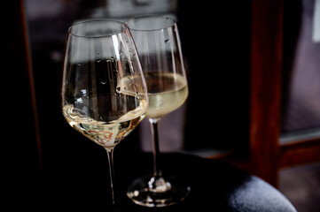 two glasses of wine, drinks. Banquet, catering, wedding