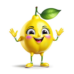 lemon fruit character mascot on white background