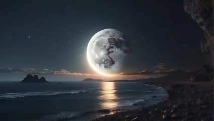 Rideaux occultants Pleine Lune arbre moon on sky