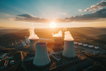drone photography of a nuclear power plant on sunny weather