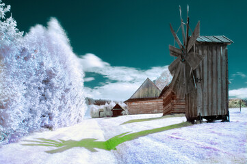 windmill in winter