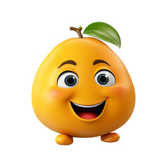 Fototapeta premium 3d cartoon character mango with smiley face isolated on transparent background