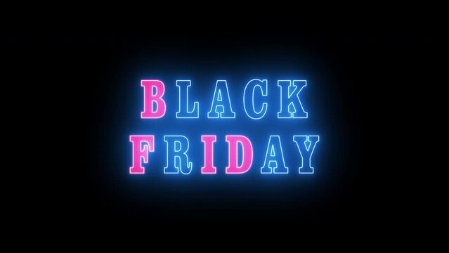 Black Friday Sales Text animation. Big Sale Flicker and flashing Typography animated on Neon glowing effect