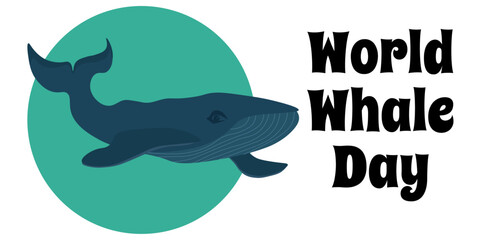  World Whale Day, simple horizontal banner or poster about environmental holiday