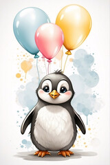 Obraz premium penguin with balloon