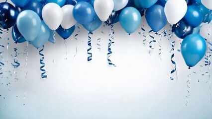 Birthday party banner with Blue color balloons background