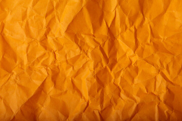 Orange Crumpled Paper Texture, Abstract Backdrop from Crumpled Orange Paper