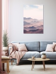 Muted Watercolor Mountain Ranges Canvas Print: Gentle Tones of Majestic Landscapes