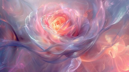 Artistic abstraction of a blooming rose in vivid colors