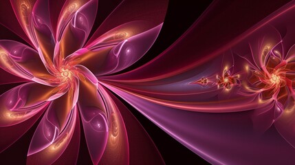 Abstract floral fractal blossoming in cosmic void