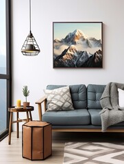 Muted Watercolor Mountain Ranges: Ocean Wall Decor Featuring Stunning Splashes of Color and Serene Marine Landscapes
