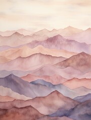 Muted Watercolor Mountain Ranges: Scenic Prints of Picturesque Mountain Views