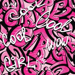 Naklejka premium Abstract seamless grunge pattern for girl textile, sport clothes, wrapping paper. Grunge graffiti repeat print. Street art wall repeated ornament.