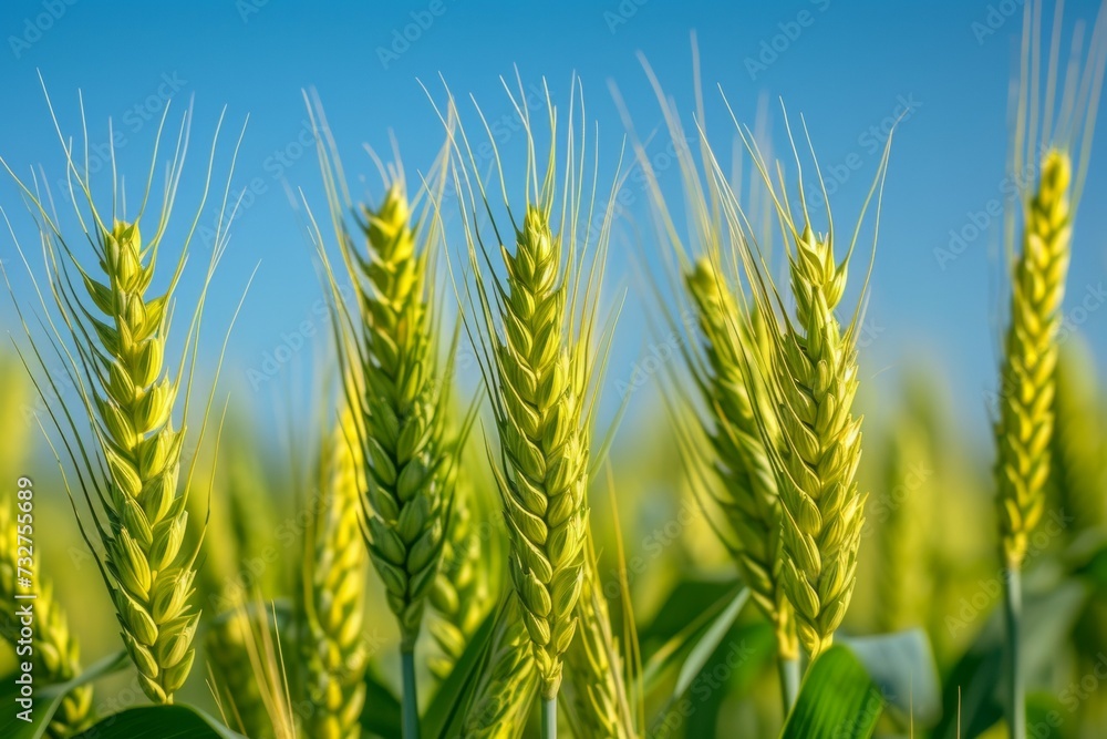 Poster spikelets of the harvest. background with selective focus and copy space
