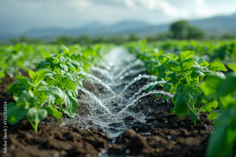 Poster watering and irrigation concept. background with selective focus and copy space