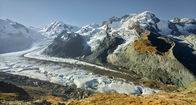 Dufourspitze, Lyskamm, Breithorn, Gornergletscher, Gornergrat, Wallis, Schweiz