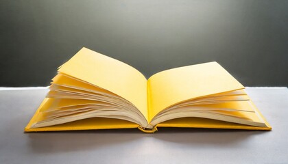 open yellow cover book on white background