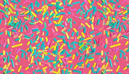 trendy pattern of colorful sprinkles for background of design banner poster flyer card postcard cover brochure over pink