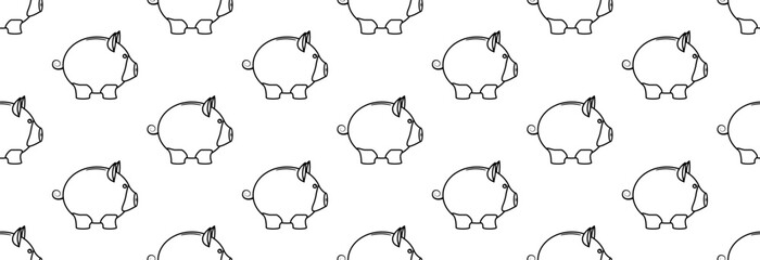 Piggy bank on a white background. Seamless pattern.