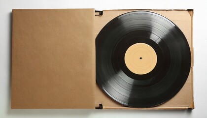12 inch vinyl lp record in cardboard cover on white background