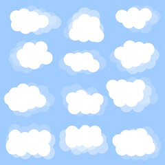 Fototapeta na wymiar White clouds icon set