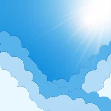 White clouds icon set with sunshine 