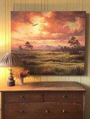 Prairie Sunset Landscape Golden View Vintage Art Countryside Wall Art: Capturing Mesmerizing Beauty