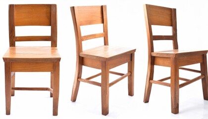 4 angle wooden chair on white background