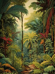 Vintage Tropical Print: Rainforest Canopies Art, Jungle Scenic Excellence