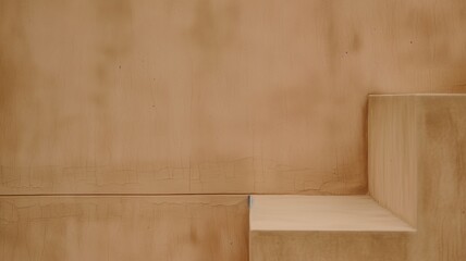 A close-up of a pale wooden surface with a visible texture and a wooden shelf, symbolizing simplicity and natural materials in interior design