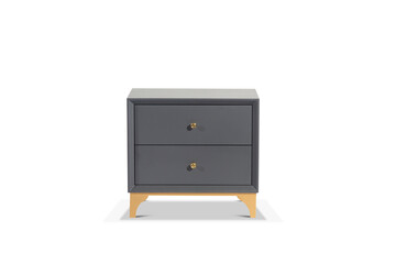 modern wood bedside table isolated on white background
