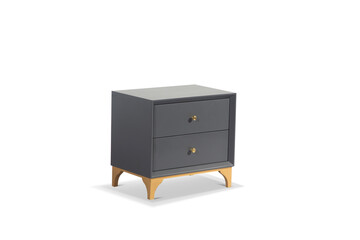 modern wood bedside table isolated on white background