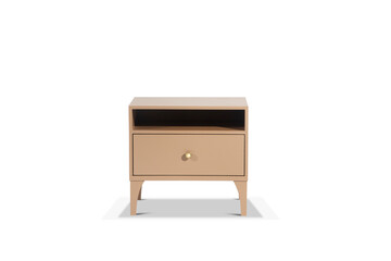 modern wood bedside table isolated on white background