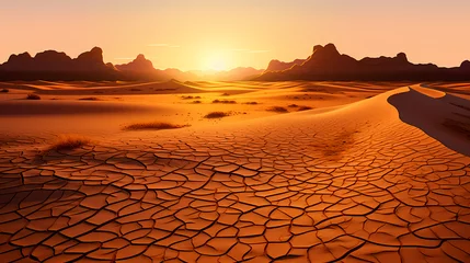 Papier Peint photo Rouge 2 Sand dunes in desert landscape, 3d rendering of beautiful desert