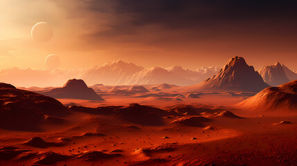 Sand dunes in desert landscape, 3d rendering of beautiful desert