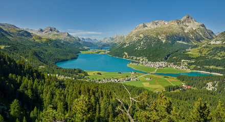 Blick ins Oberengadin, Silvaplanasee, Engadin, Graubünden, Schweiz