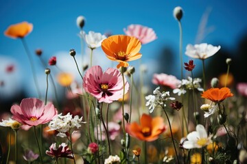 Colorful Flowers Blanketing Sunny Field