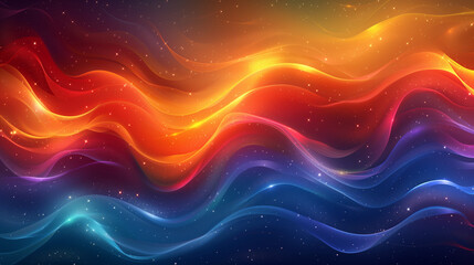 Abstract Colorful Glowing Waves Background