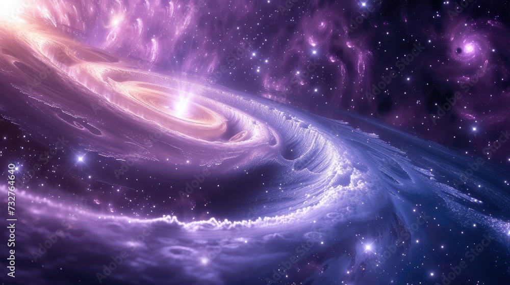 Poster gorgeous swirls of star-speckled purple space for eternity, falling into different dimensions. gener