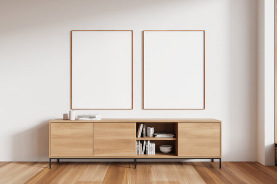 Modern home living room interior drawer and art decoration, mockup frames