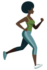 Fototapeta na wymiar Black Girl Jogging Flat Design