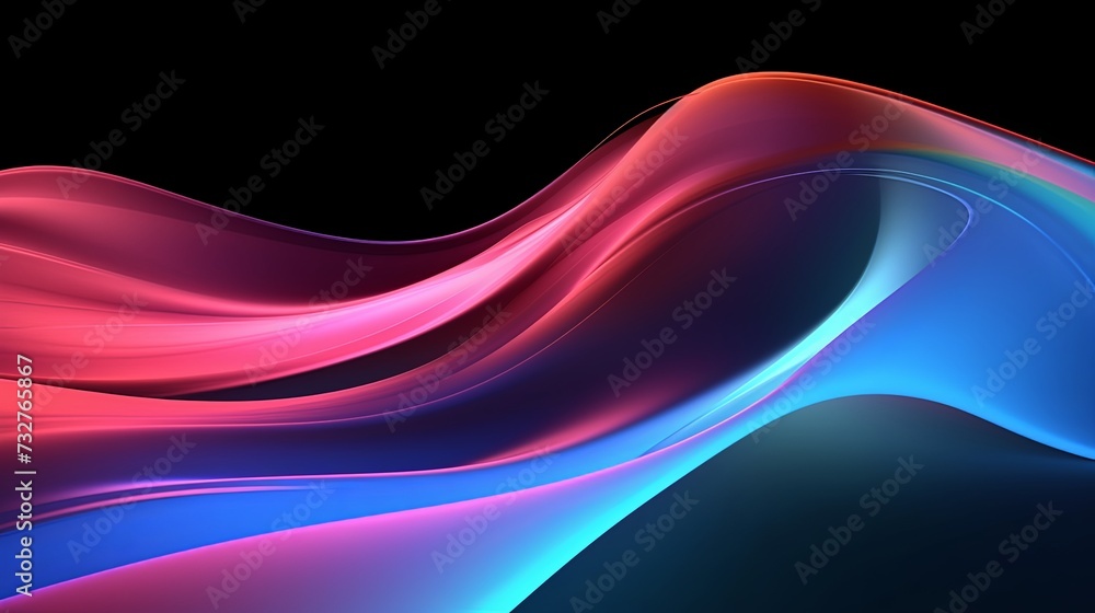 Aufkleber abstract fluid 3d render holographic iridescent neon curved wave in motion dark background. gradient