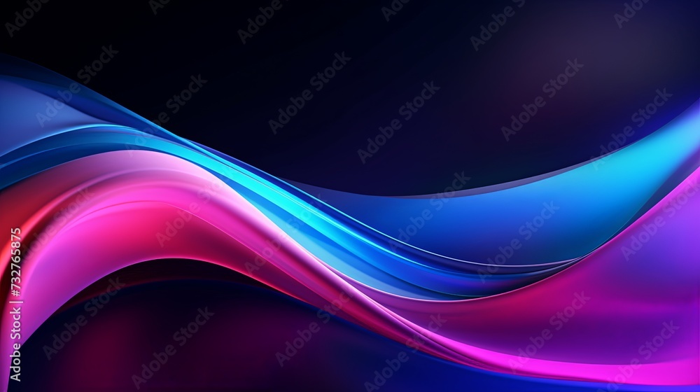 Poster abstract fluid 3d render holographic iridescent neon curved wave in motion dark background. gradient